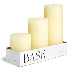 Mottled Pillar Candles by Bask - Set of 3 - 3" x 4", 6", and 8" Dripless Unscented Candles in Ivo... | Amazon (US)
