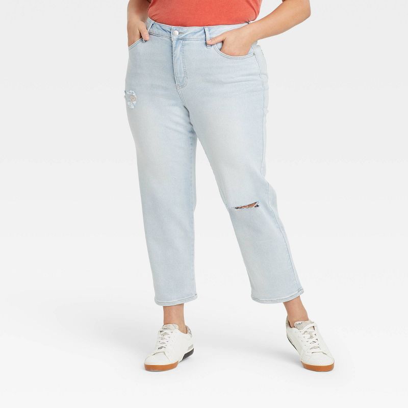 Women's Plus Size High-Rise Slim Straight Jeans - Ava & Viv™ | Target