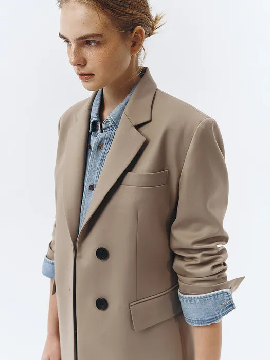 Essential 2 Button Wool Blazer (Sand Beige) UDJA3A201CM | W Concept (US)