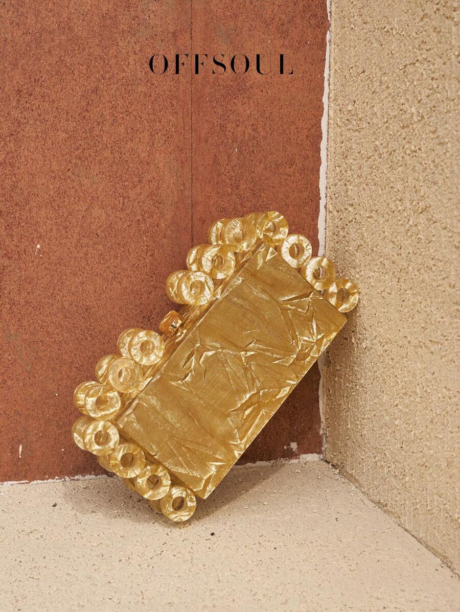 2024 New Arrival Acrylic Round Box Clutch Bag, Golden, For Evening Party And Banquet, Women's Han... | SHEIN