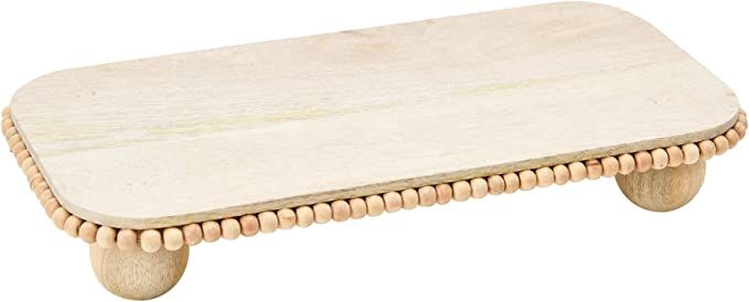 Creative Co-Op Mango Beads Modern Footed Serving Tray/Decorative Wood Dessert Table, Natural Colo... | Amazon (US)