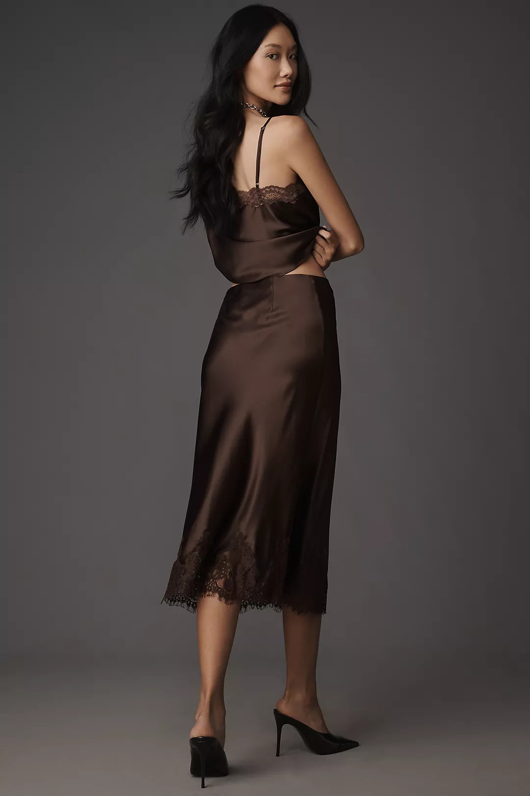 Reformation Carolina Lace-Hem Silk Midi Skirt | Anthropologie (US)