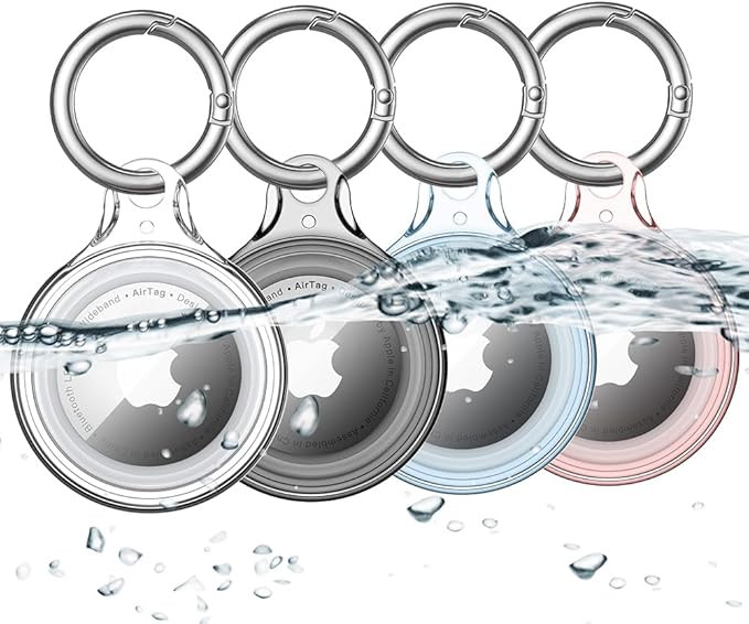 4 Pack Airtag Holder IPX8 Waterproof for Apple Air Tags with Keychain, Hard PC Cover [Anti-Scratc... | Amazon (US)