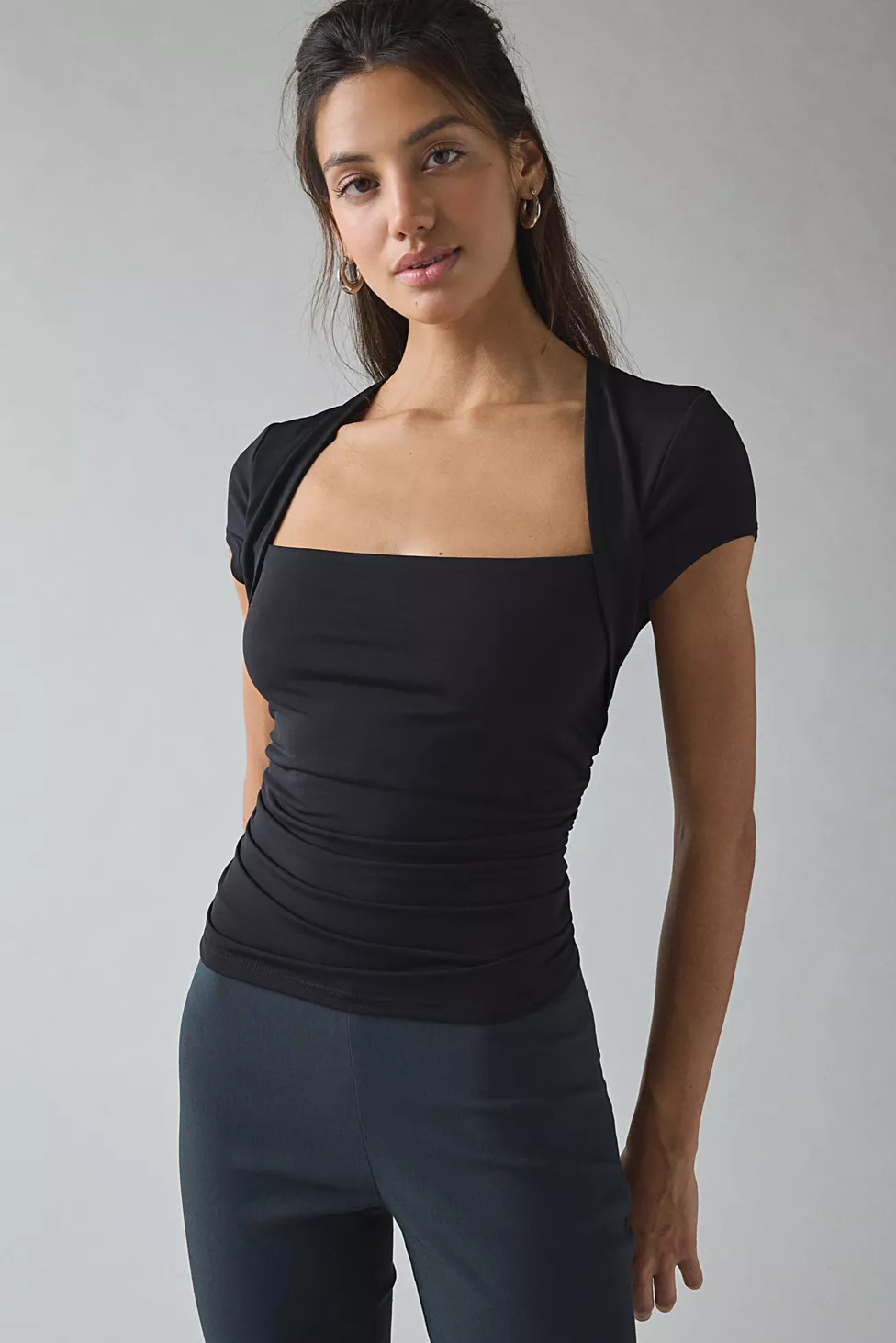 UO Claire Cropped Cap Sleeve Shrug Top | Urban Outfitters (US and RoW)