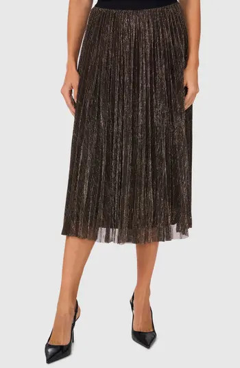 Halogen® Metallic Sparkle Release Pleat Midi Skirt | Nordstrom | Nordstrom