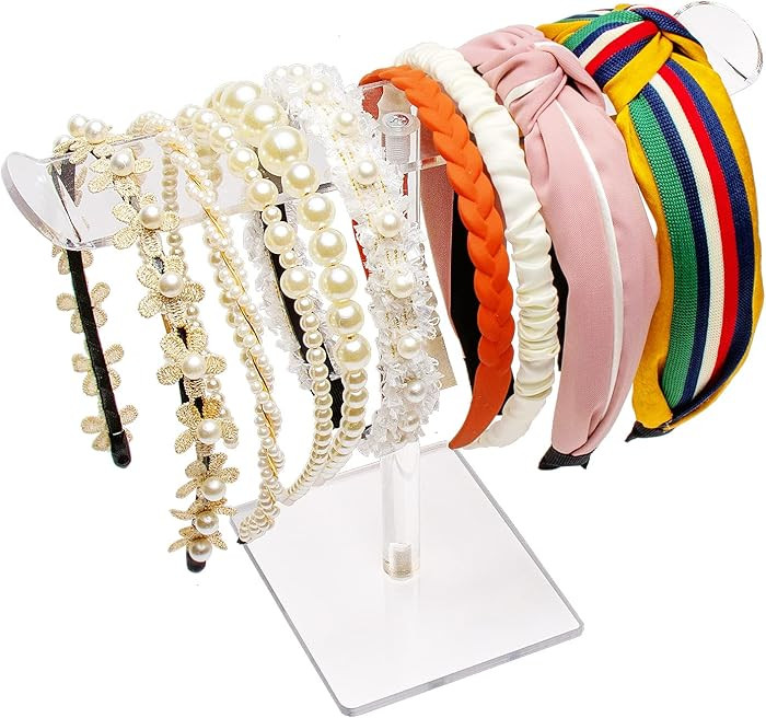 Bigfety Acrylic Headband Holder, Hair Accessories Organizer Clear Stand for Girls | Amazon (US)