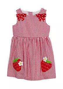 Girls 4-6x Check Seersucker Strawberry Dress | Belk