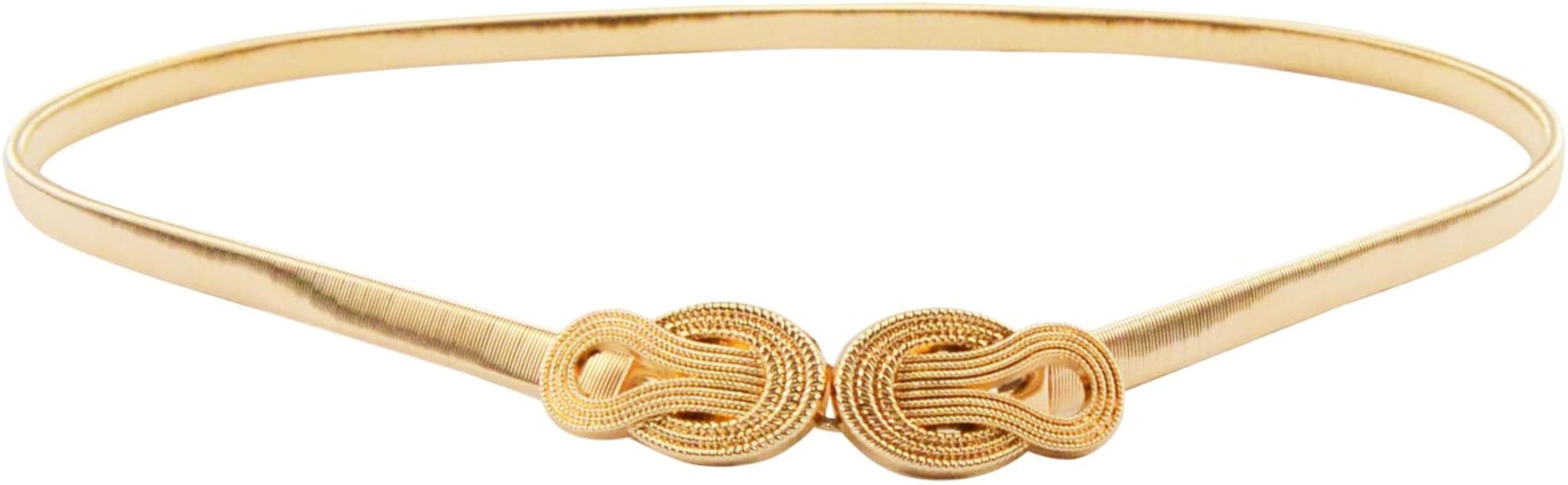 Womens Fashion Metal Stretch Waist Skinny Belt Waistband | Amazon (US)