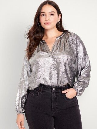 Long-Sleeve Shiny Top for Women | Old Navy (US)