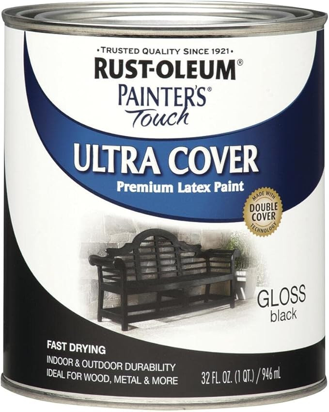 Rust-Oleum 1979502 Painter's Touch Latex Paint, Quart, Gloss Black, 1 Quart | Amazon (US)