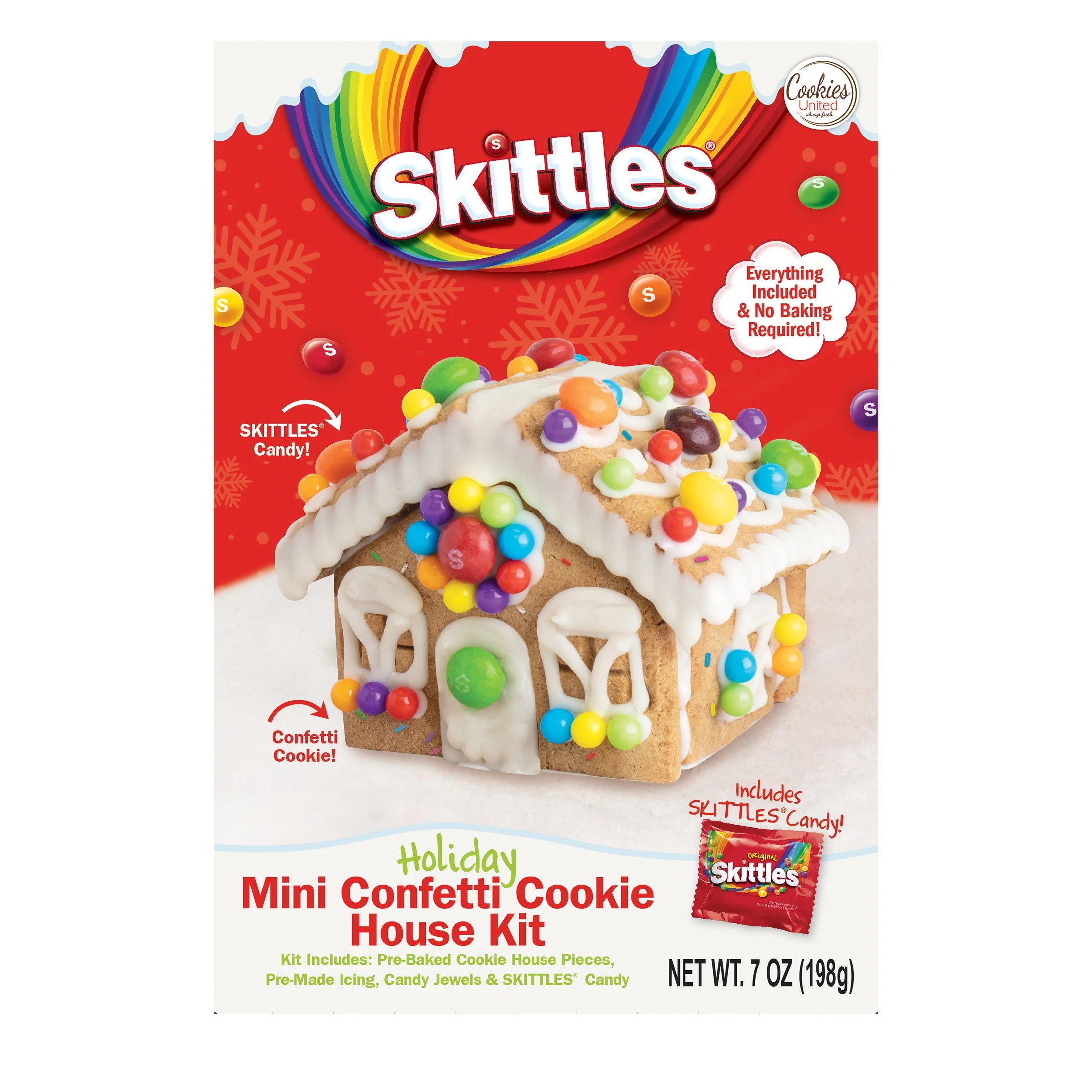 DIY Skittles Mini Confetti Cookie House Kit, 7oz, Shellfish-Free, Contains Wheat, Soy, and Eggs | Walmart (US)