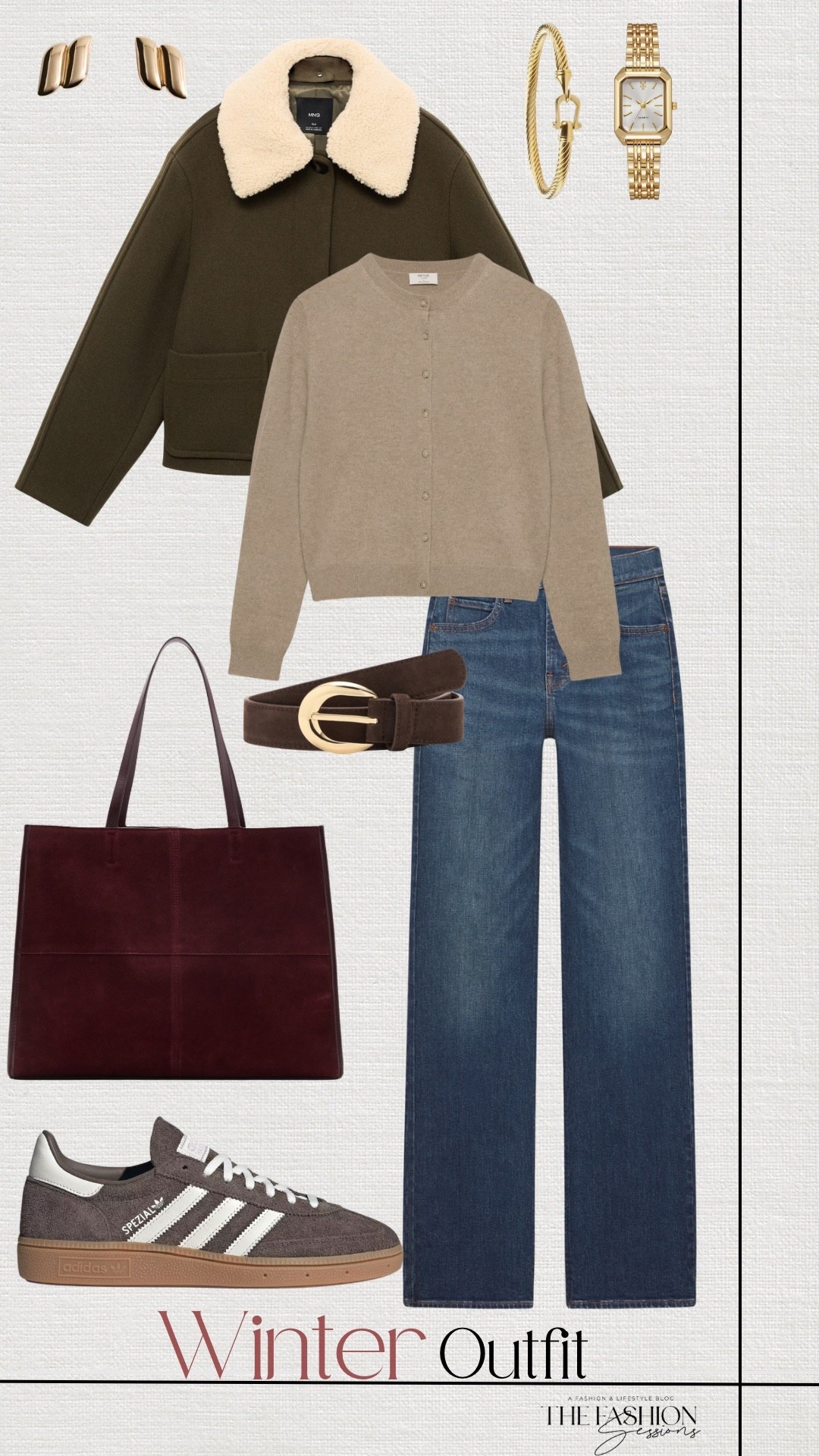 Winter Outfit | Tan Sweater | Fur Lined Coat | Adidas Sambas | Red Suede Bag | 

#LTKHoliday #LTKSeasonal #LTKootd