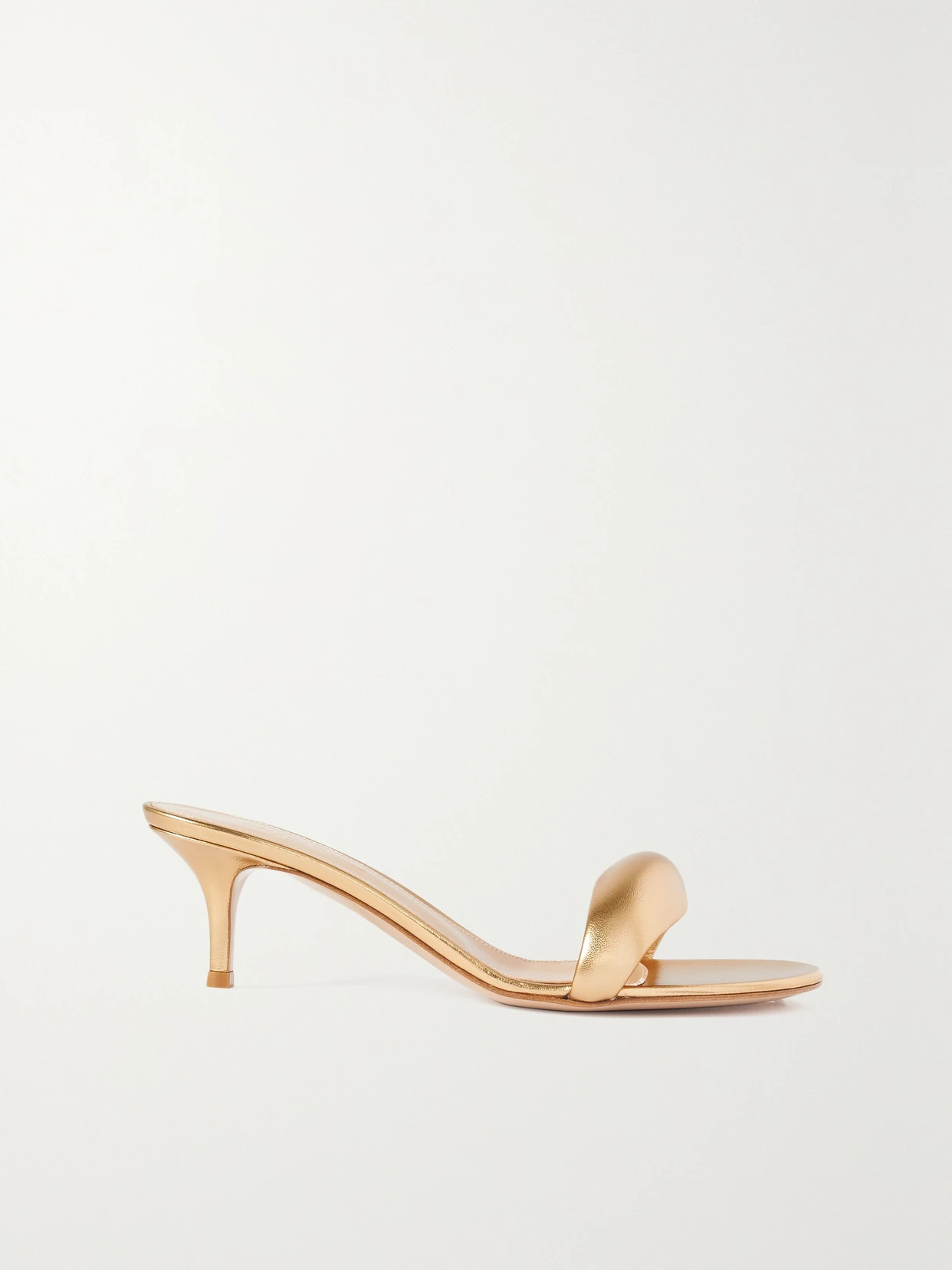 Gianvito Rossi - Bijoux 55 Metallic Leather Mules - Gold | NET-A-PORTER (US)
