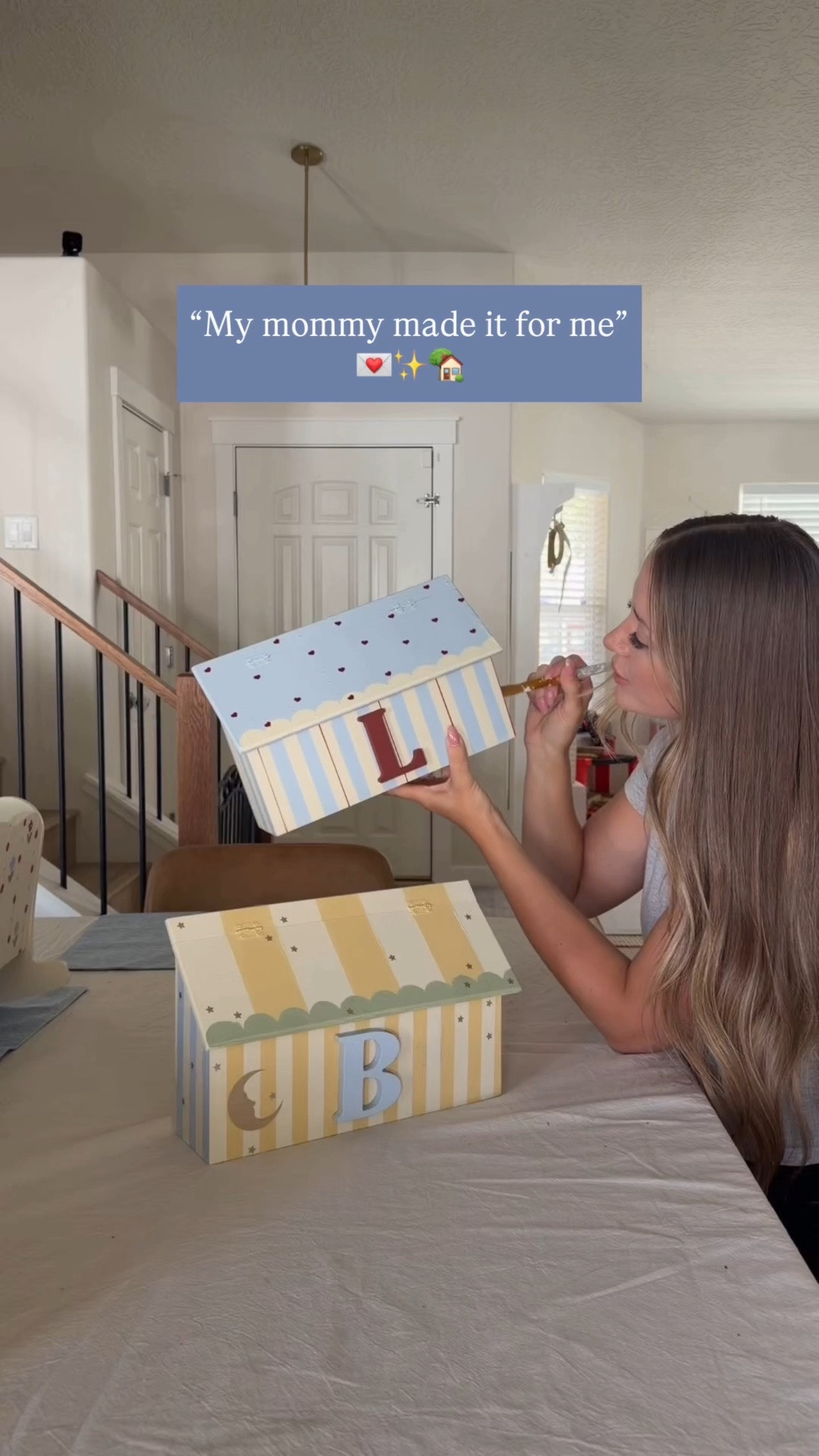 I painted these mailboxes for my kids’ bedroom doors! 📬✨

Now they have a special place to leave each other notes, pictures, and little surprises. And my favorite part? I can sneak in letters, treats, and tiny gifts for them to find too. 🥹💛

I love creating things that add a little extra magic to everyday moments, and I have a feeling these mailboxes are going to be filled with memories for years to come.

#craftymom

#LTKmomlife #LTKKids #LTKBaby
