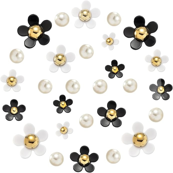 Flower Shoe Charms Cute White Black Pink Yellow Purple Flower Pearl Shoe Charms for Kids Teens Ad... | Amazon (US)