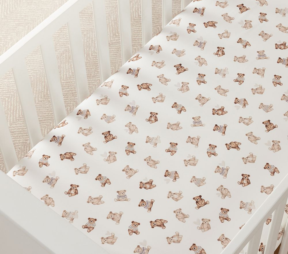 Teddy Bear Organic Crib Fitted Sheet | Pottery Barn Kids