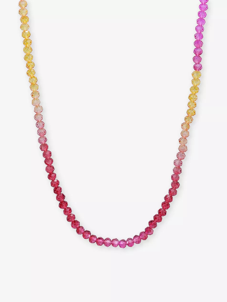 Candyfloss bead-embellished 18ct yellow gold-plated brass necklace | Selfridges