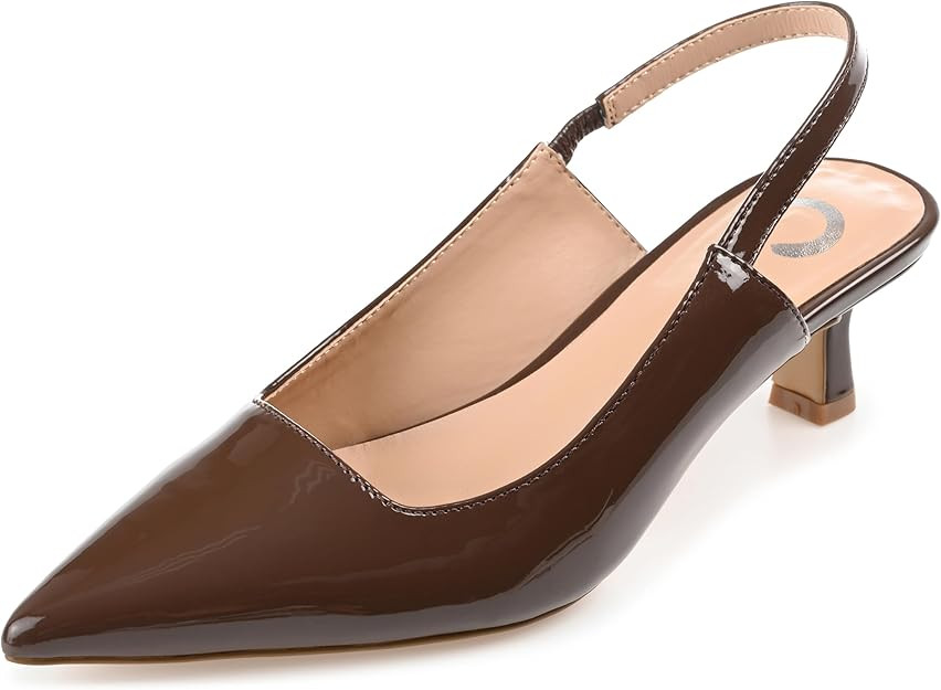 Journee Pointed Toe Slingback Kitten Heel Pumps for Women | Amazon (US)