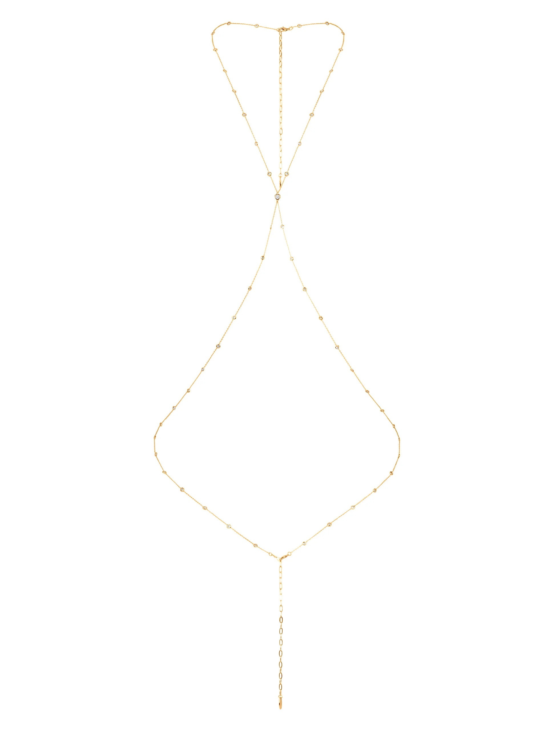 Simple Crystal X Body Chain - Gold Tone / One Size | Ettika