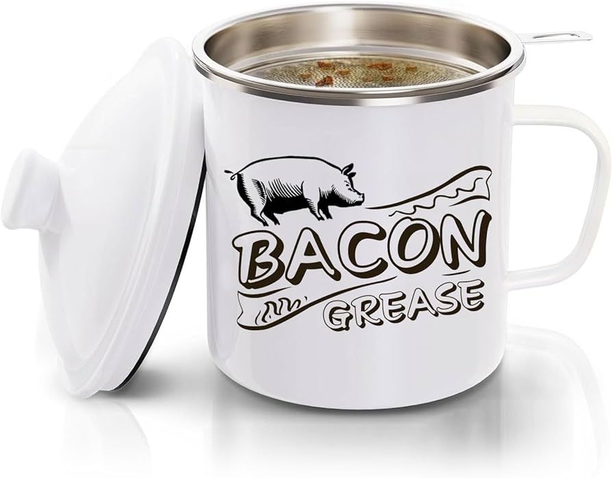 CoolKit Bacon Grease Saver with Strainer - 46OZ Large Capacity,Grease Container for kitchen, Baco... | Amazon (US)