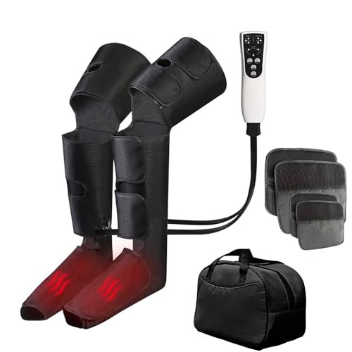 LINGTENG Leg Air Compression Massager for Foot Heat, Air Compression Calf Massage and Thigh Massage, Handheld Controller 3 Intensities 3 Modes (with 4 Extensions and Portable Bag), Gifts for Women | Amazon (US)