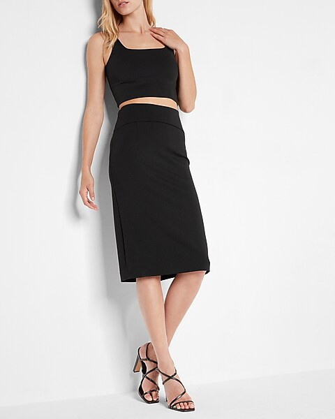 High Waisted Nylon Pencil Skirt | Express