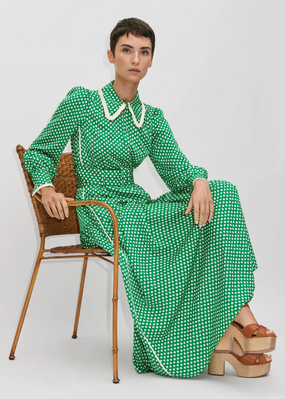 Polka Dot Flower Maxi Shirt Dress + Belt | ME+EM Global (Excluding US)