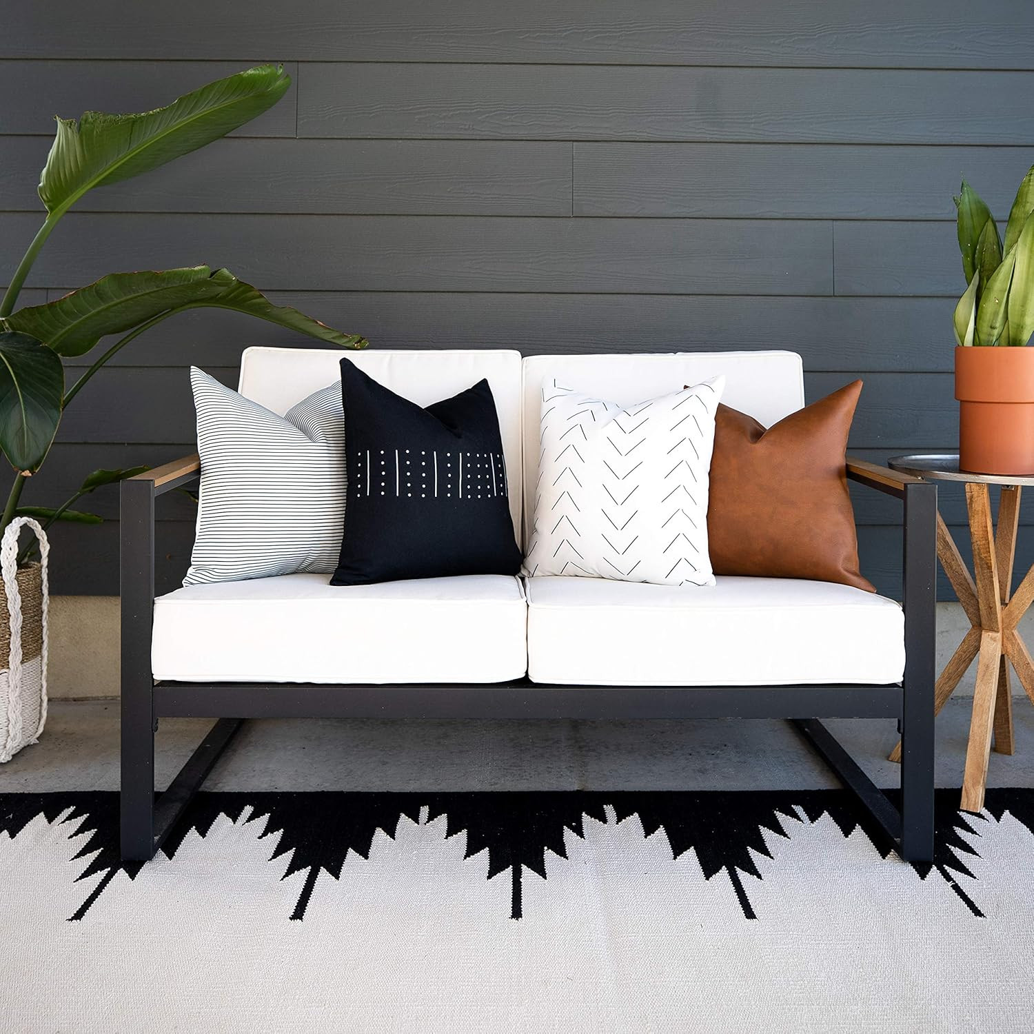 Woven Nook Outdoor Pillow Covers 18x18 inch Set of 4 100% Durable Polyester Machine Washable Weat... | Amazon (US)