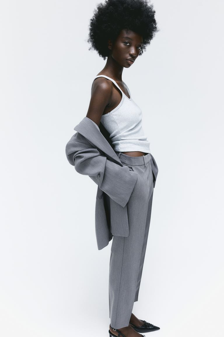 Pantalon Slim en twill - Gris - FEMME | H&M FR | H&M (FR, IT, ES, PT, BE)