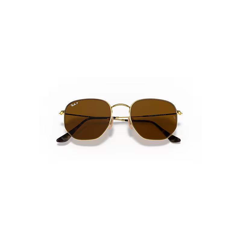 Ray-Ban Hexagonal Flat Lenses Sunglasses Arista Gold Frame Brown Lenses Polarized 51-21 | Ray-Ban (US)