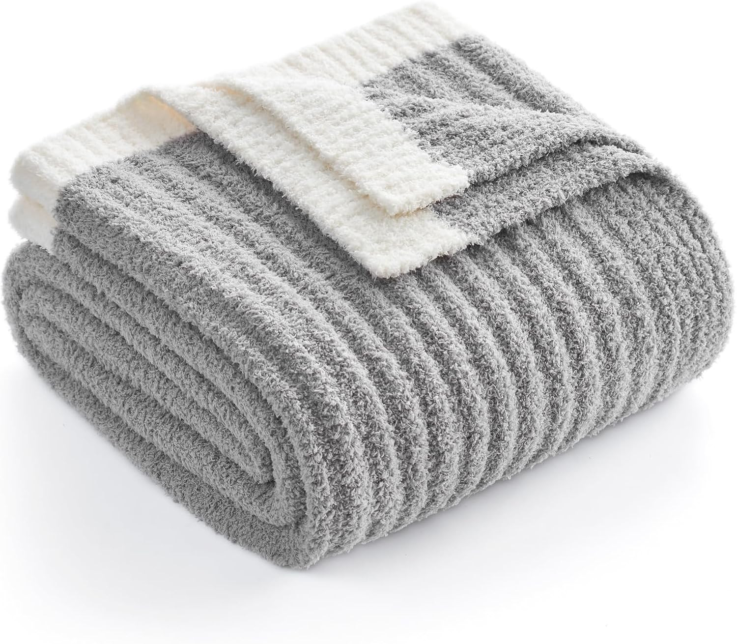 Snuggle Sac Soft Ribbed Throw Blanket for Couch, Microfiber Fluffy Knit Throws, Luxurious Fuzzy B... | Amazon (US)