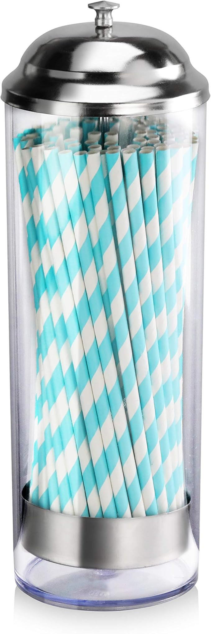 New Star Foodservice 26641 Stainless Steel Straw Dispenser, 3.5-Inch by 10.6-Inch, Clear | Amazon (US)