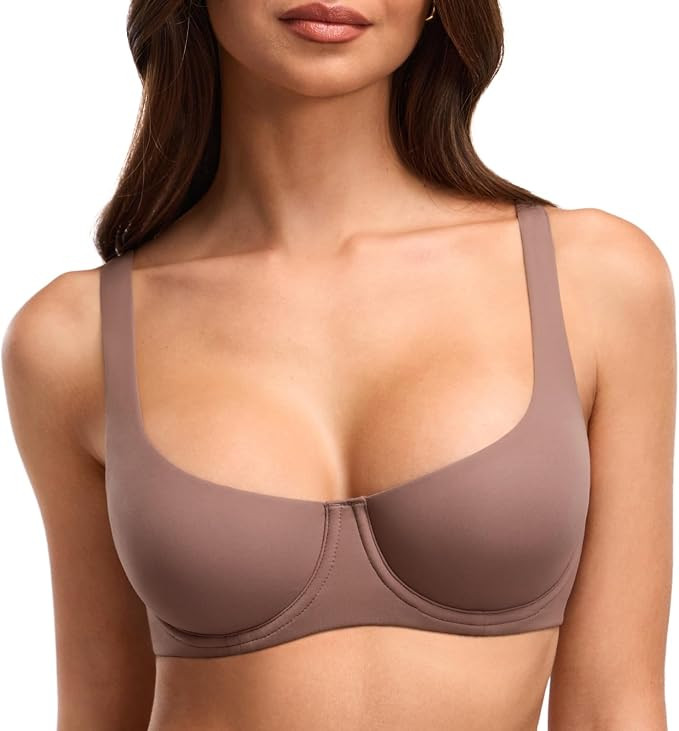DOBREVA Women's Unlined Balconette Bra Scoop Neck | Amazon (US)