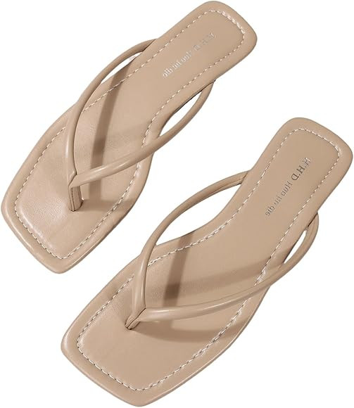 GORGLITTER Women's Square Open Toe Flip Flop Minimalist Thong Flat Sandals Slide On Summer Dressy... | Amazon (US)