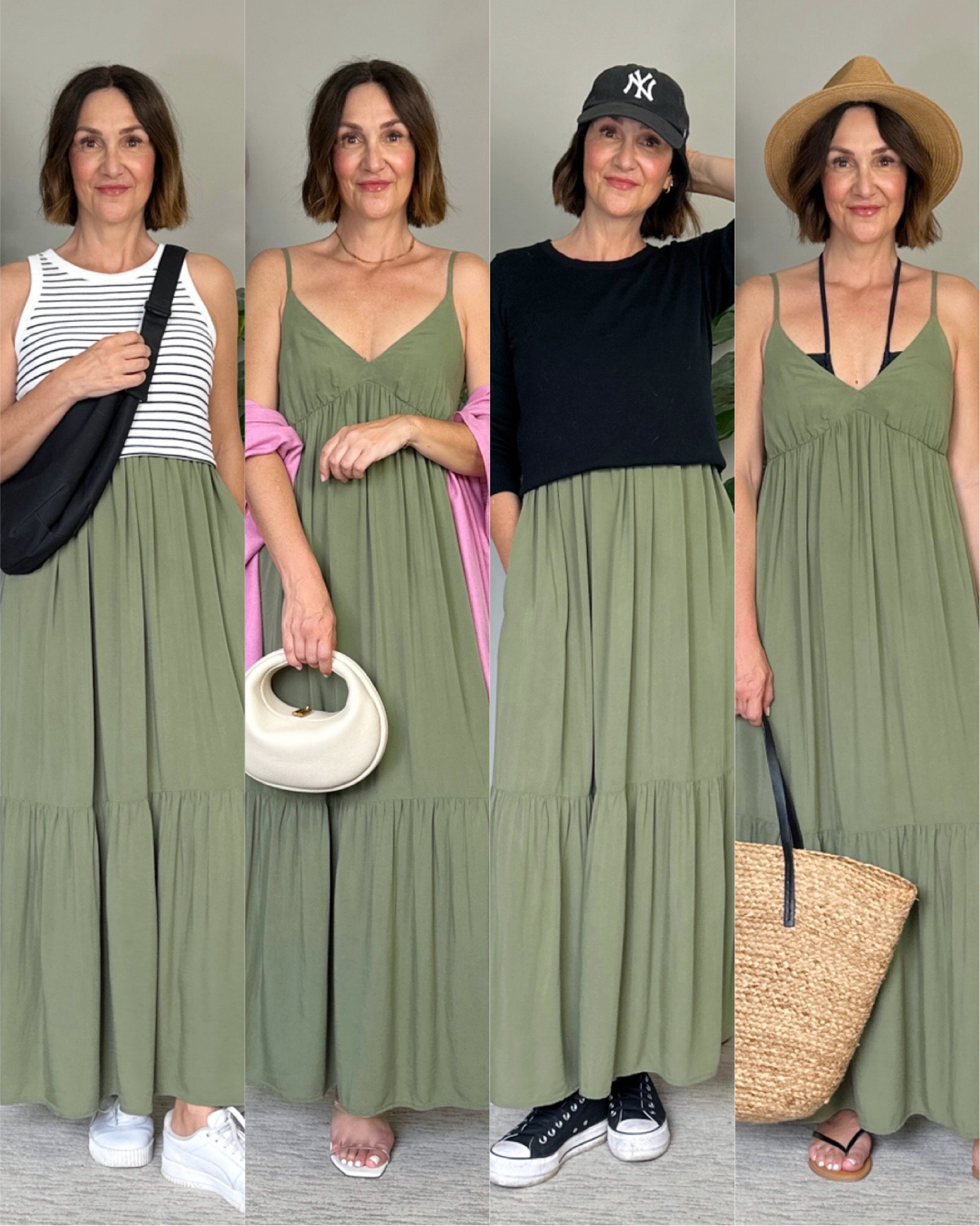 Green maxi dress outfit ideas!
This dress is so versatile, wear to the beach, errands or dress it up with heels!
It has pockets and the straps are adjustable. The material is 100% viscose (rayon) and drapes really nicely.
I’m 5’ 7” wearing my usual size small (regular length) in the dress.
A

#LTKFindsUnder50 #LTKSummerSales #LTKStyleTip