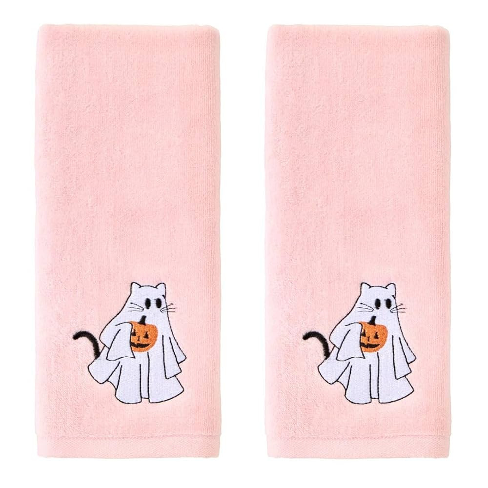 SKL Home Halloween Ghost Cat 100% Cotton Embroidered 2pc Hand Towel Set, Decorative for Bath/Kitc... | Amazon (US)