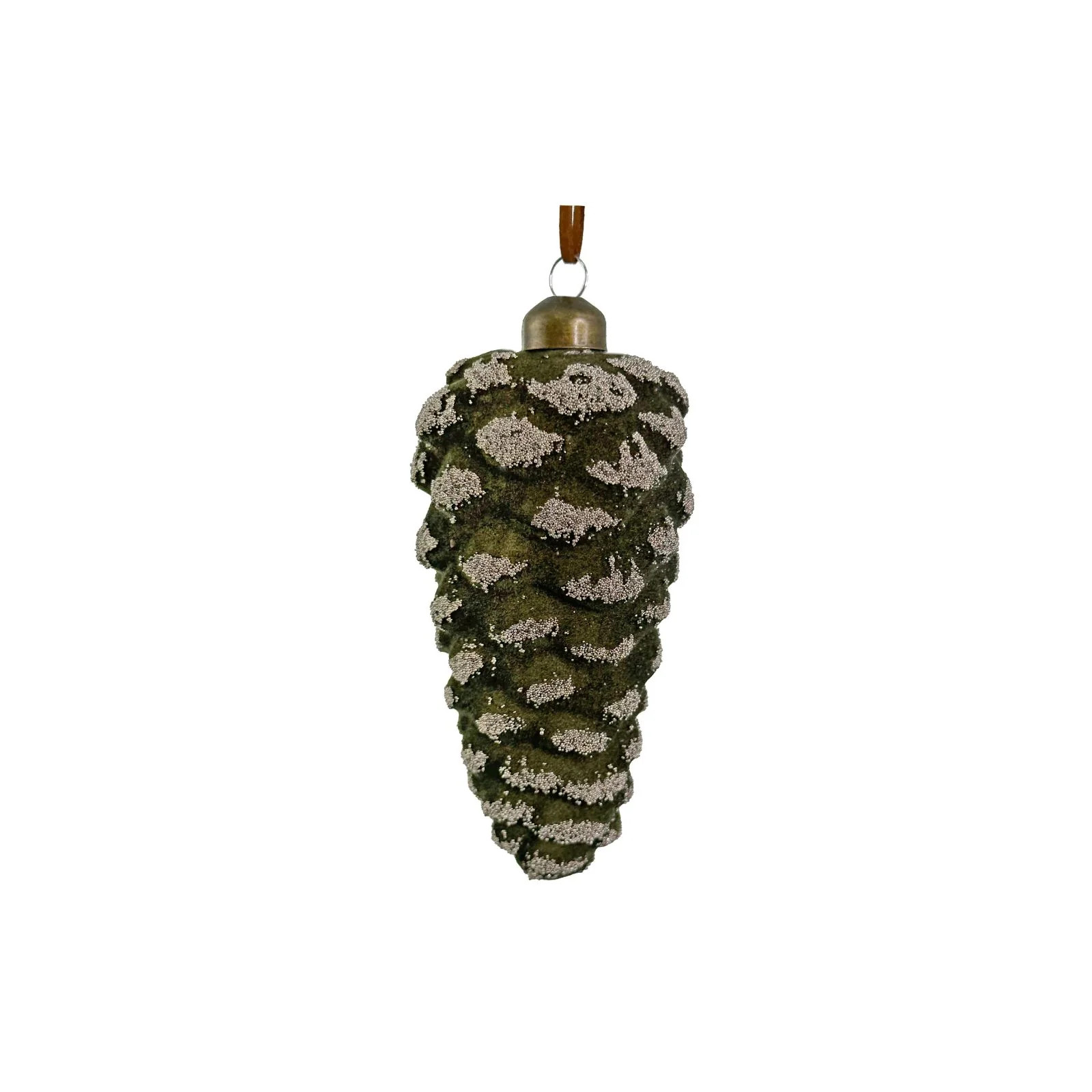 Green Flocked Pinecone Ornament | Brooke & Lou | Brooke and Lou