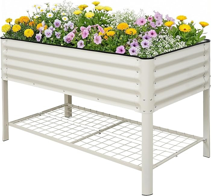 STBoo Elevated Raised Garden Bed with Legs and Wheels- 48''x24''x32'' Galvanized Metal Standing P... | Amazon (US)