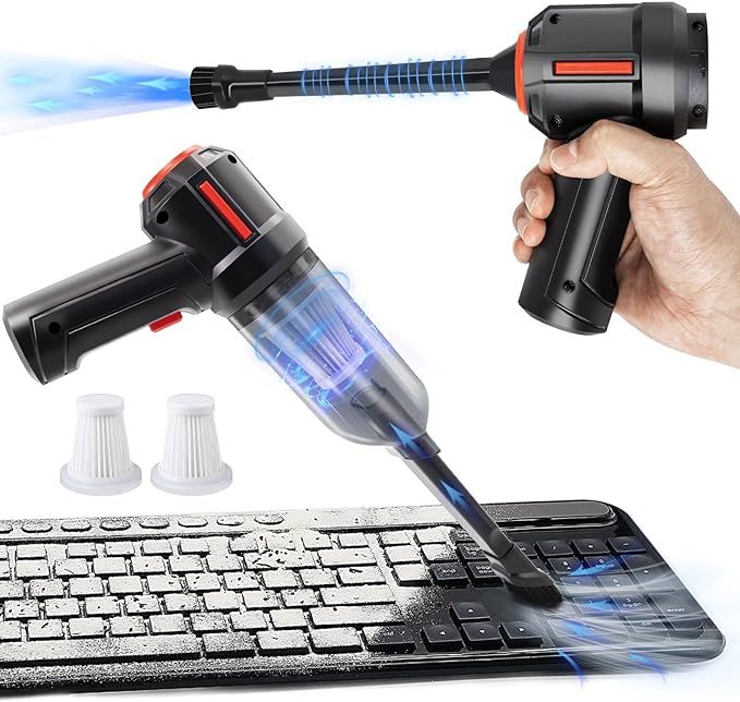 Compressed Air Duster & Mini Vacuum Keyboard Cleaner 3-in-1, New Generation Canned Air Spray, Por... | Amazon (US)
