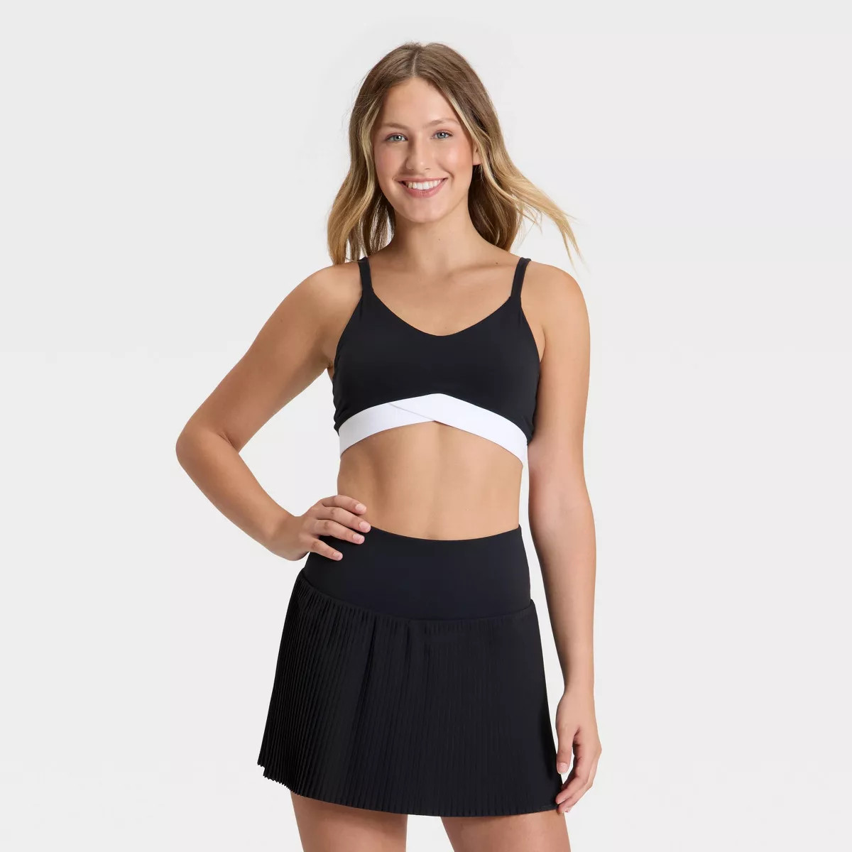Women's Low Support Crossover Sports Bra - JoyLab™ Black/White S | Target