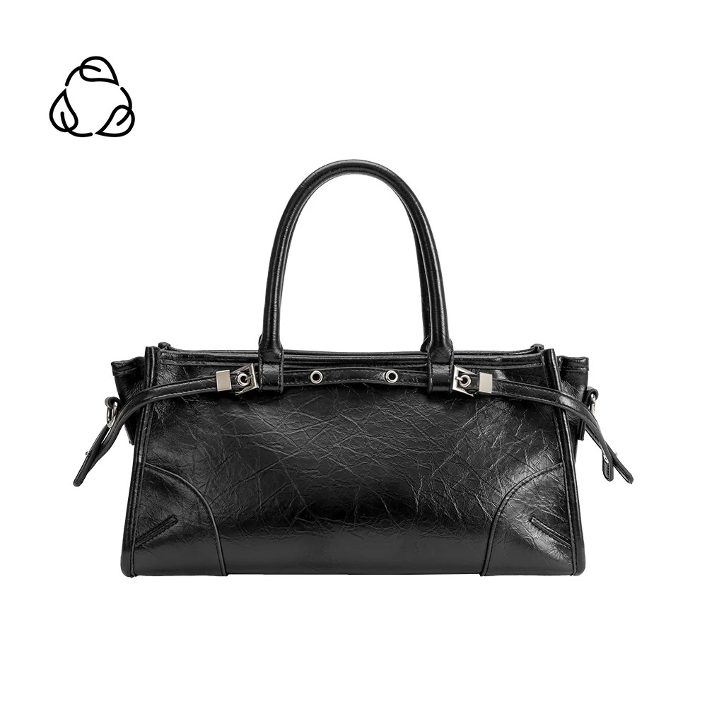 Black Rhonda Recycled Vegan Leather Top Handle Bag | Melie Bianco | Melie Bianco