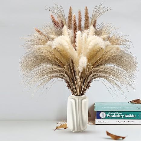 17.72" Dried White Pampas Grass 15 Pcs▕Brown Dried Flower 15 Pcs▕30 Pcs Natural Dried Reed, N... | Amazon (US)