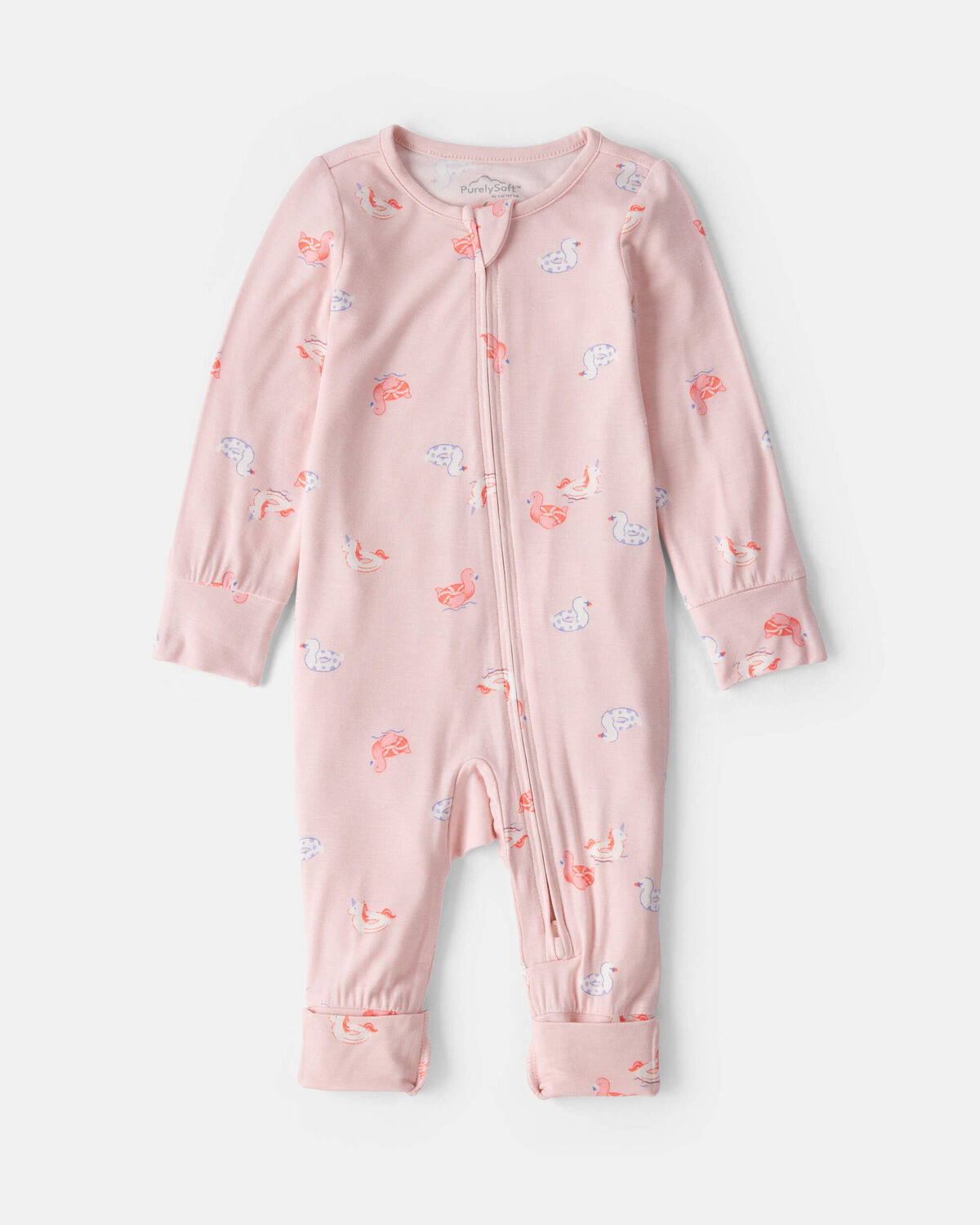 Baby Girl Flamingo PurelySoft™ 2-Way Zip Sleep & Play Pajamas - Pink | Carter's Inc