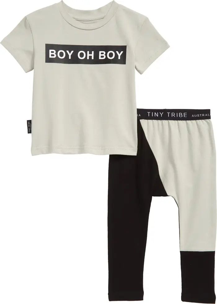 Boy Oh Boy 2-Piece Graphic Tee & Pants SetTINY TRIBE | Nordstrom