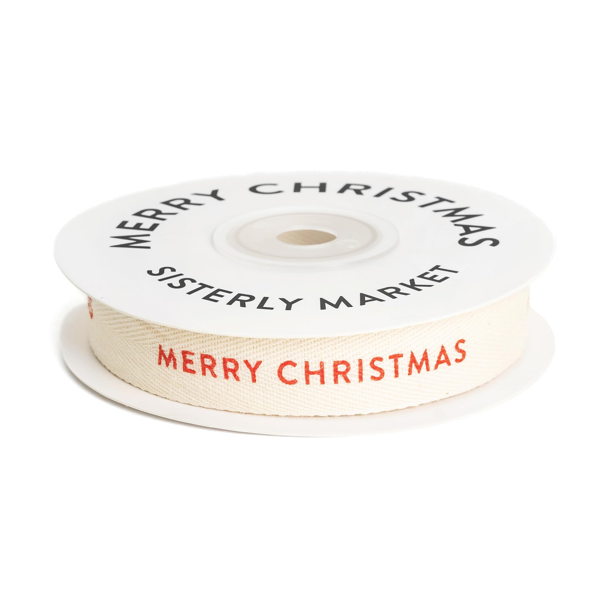 Custom Herringbone Cotton Ribbon, Natural 5/8 Inch Gift Ribbon with Merry Christmas Printed Phras... | Amazon (US)
