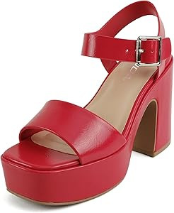 Soda Launch ~ Women Open Toe Ankle Strap Platform Chunky High Heeled Sandal | Amazon (US)