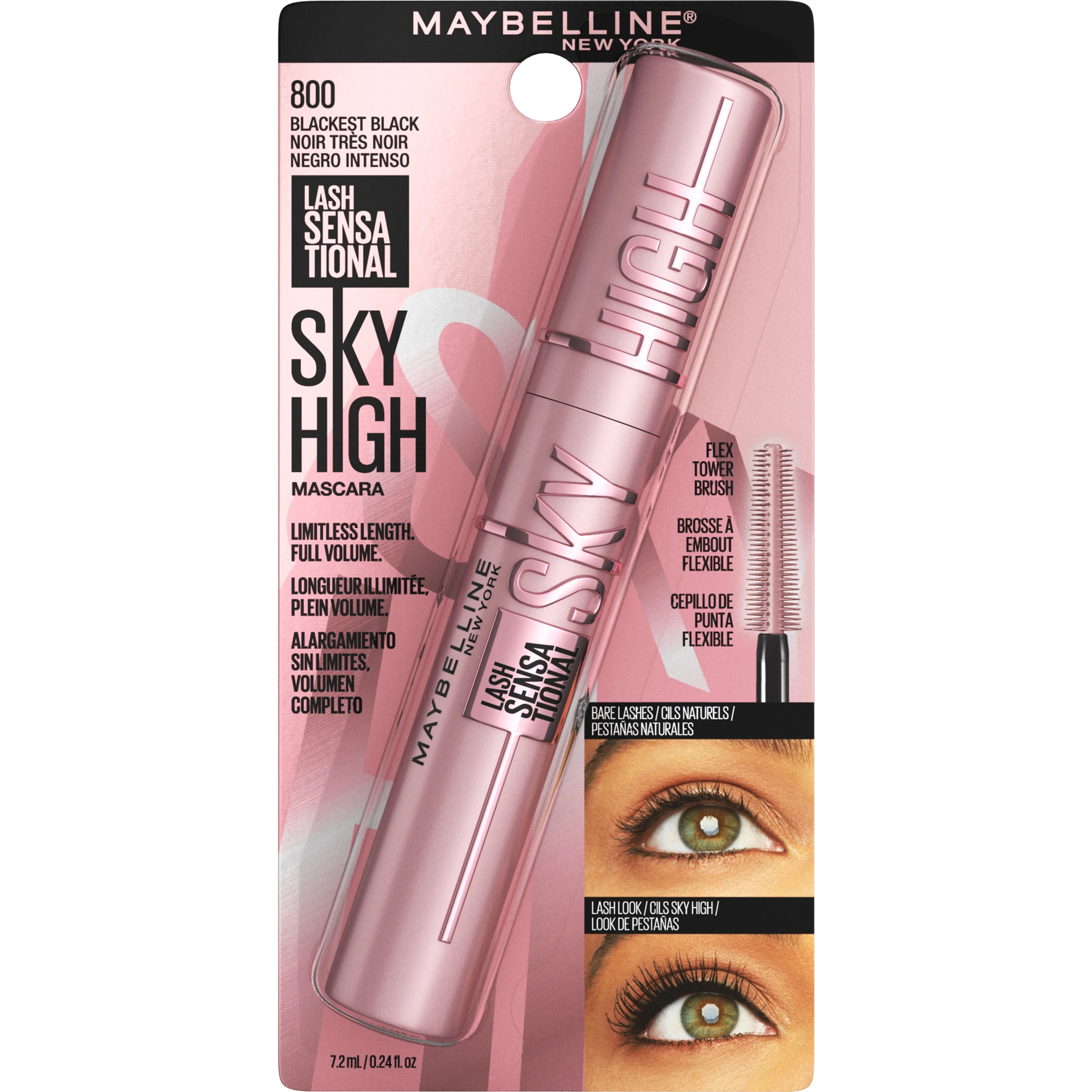 Maybelline Lash Sensational Sky High Washable Mascara Makeup, Blackest Black, 0.24 fl oz - Walmar... | Walmart (US)