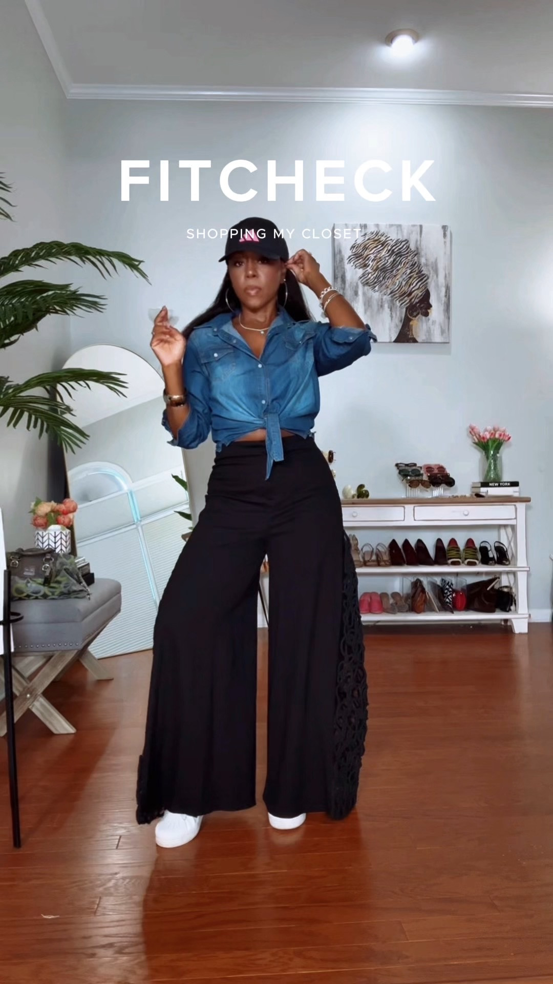 DAY 26 of 30 DAYS SHOPPING MY CLOSET 💋

Statement pants, but make them sporty. 🔥 These wide-leg trousers did NOT need heels to have a moment. So I pulled out the denim shirt, Adidas sneakers + cap for an elevated casual vibe. I love styling pieces in unexpected ways.  

5’4 | 155 lbs | Size M

What I’m Wearing:

@AKIRA  Wide-leg trousers  – M
Denim tie-waist top – M
@adidas  cap & sneakers  – 9
@coach  bag

Shop the shoppable pieces from this look here on LTK.

Style it. Own it. SLAY it. 💋

#ShopMyCloset #Over50Style #WideLegPants #CasualStyle #LTKOver50

#LTKootd #LTKOver40 #LTKMidsize