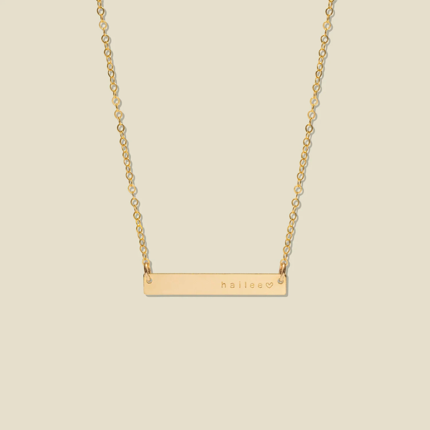 Made By Mary Name Bar Necklace—1.25" Horizontal | Custom, Handstamped | Made by Mary (US)