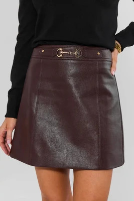 Eleanor Brown Leather Mini Skirt | Avara